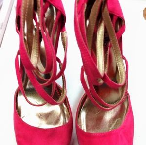 Women's Charlotte Russe Pink Velvet High Heels